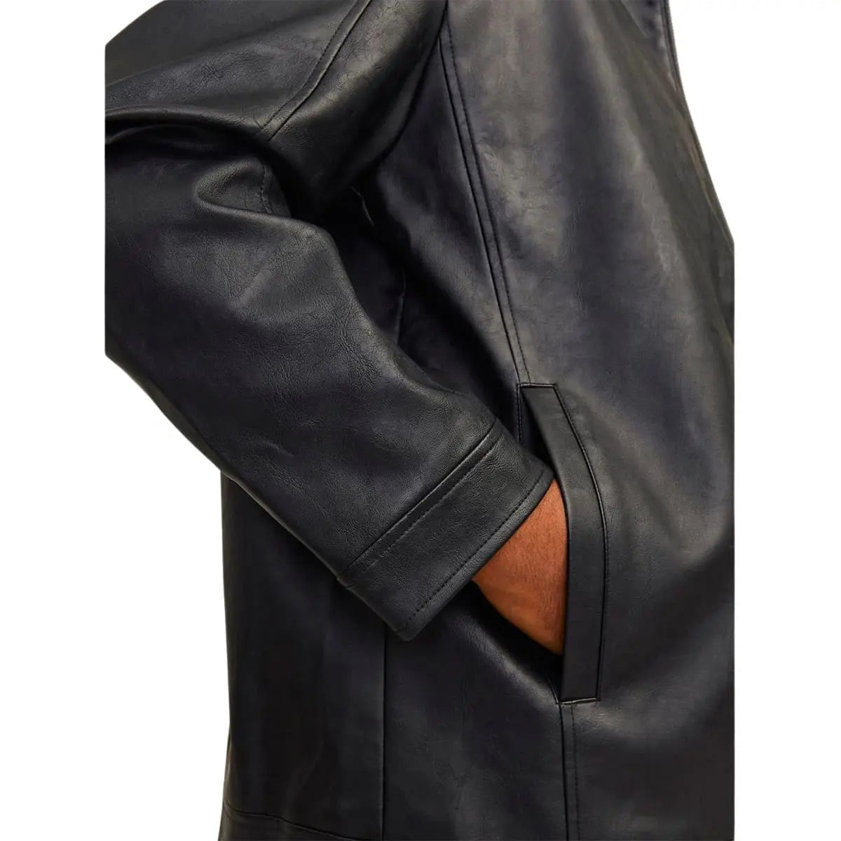 Duża męska kurtka ramoneska z ekoskóry Jack &amp; Jones 12264095 czarna