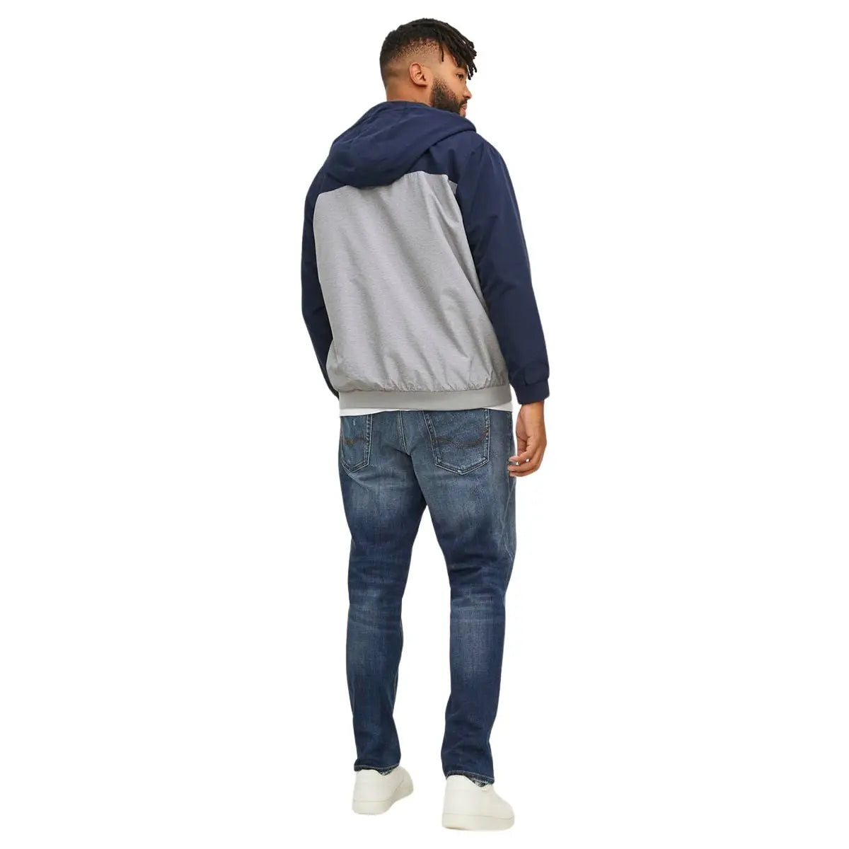 Duża męska kurtka przejściowa z kapturem Jack &amp; Jones 12243517 grantowo-szara