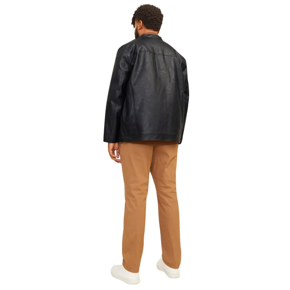 Duża męska kurtka ramoneska z ekoskóry Jack &amp; Jones 12264095 czarna