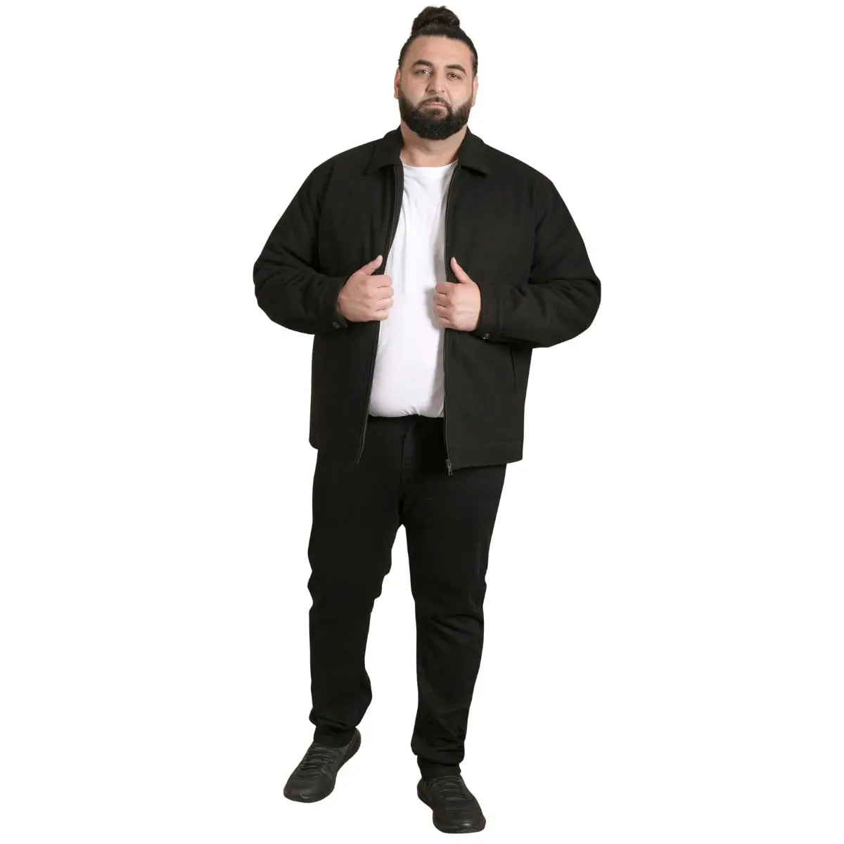 Duża męska kurtka krótki płaszcz z kołnierzem Duke Clothing D555 Epsom czarny