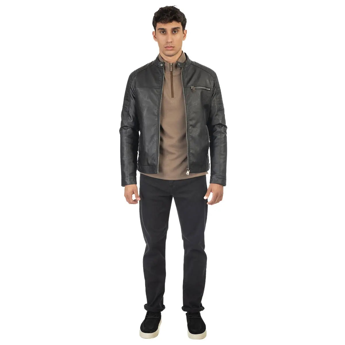 Duża męska kurtka z ekoskóry Double Urban Outfitters MLJK-2021 czarna