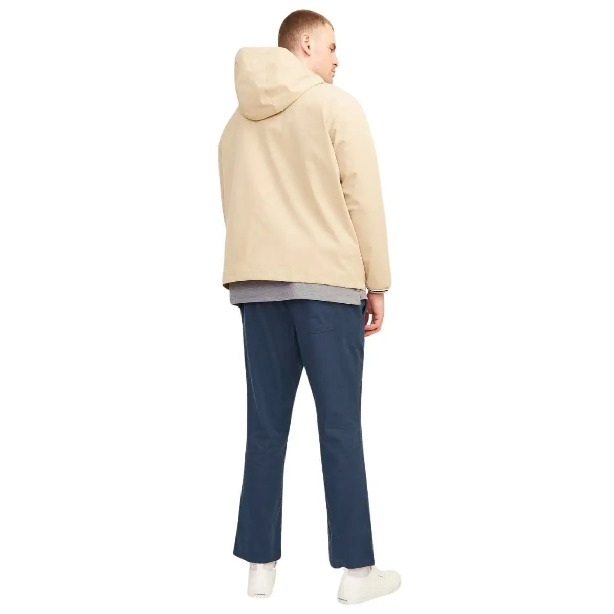 Velké pánské kalhoty s příměsí lnu, gumou a šňůrkami v pase Jack &amp; Jones 12239548 tmavě modré