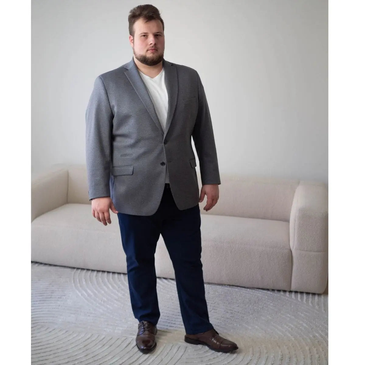 Duża męska marynarka z mikrowzorem plus size  Konik Edmund 949 ciemnoszara