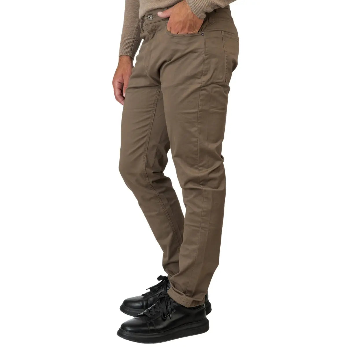 Velké pánské chinos kalhoty s rovnou nohavicí Double Urban Outfitters FP-4082 hnědé