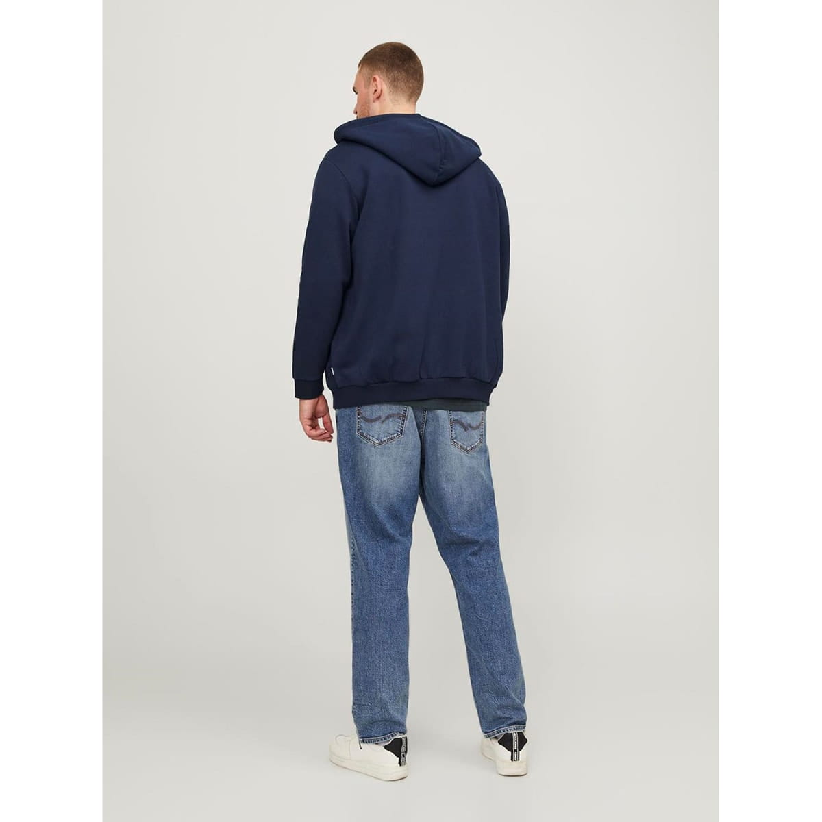 Duża męska bluza rozpinana z kapturem gładka Jack &amp; Jones 12250596 granatowa