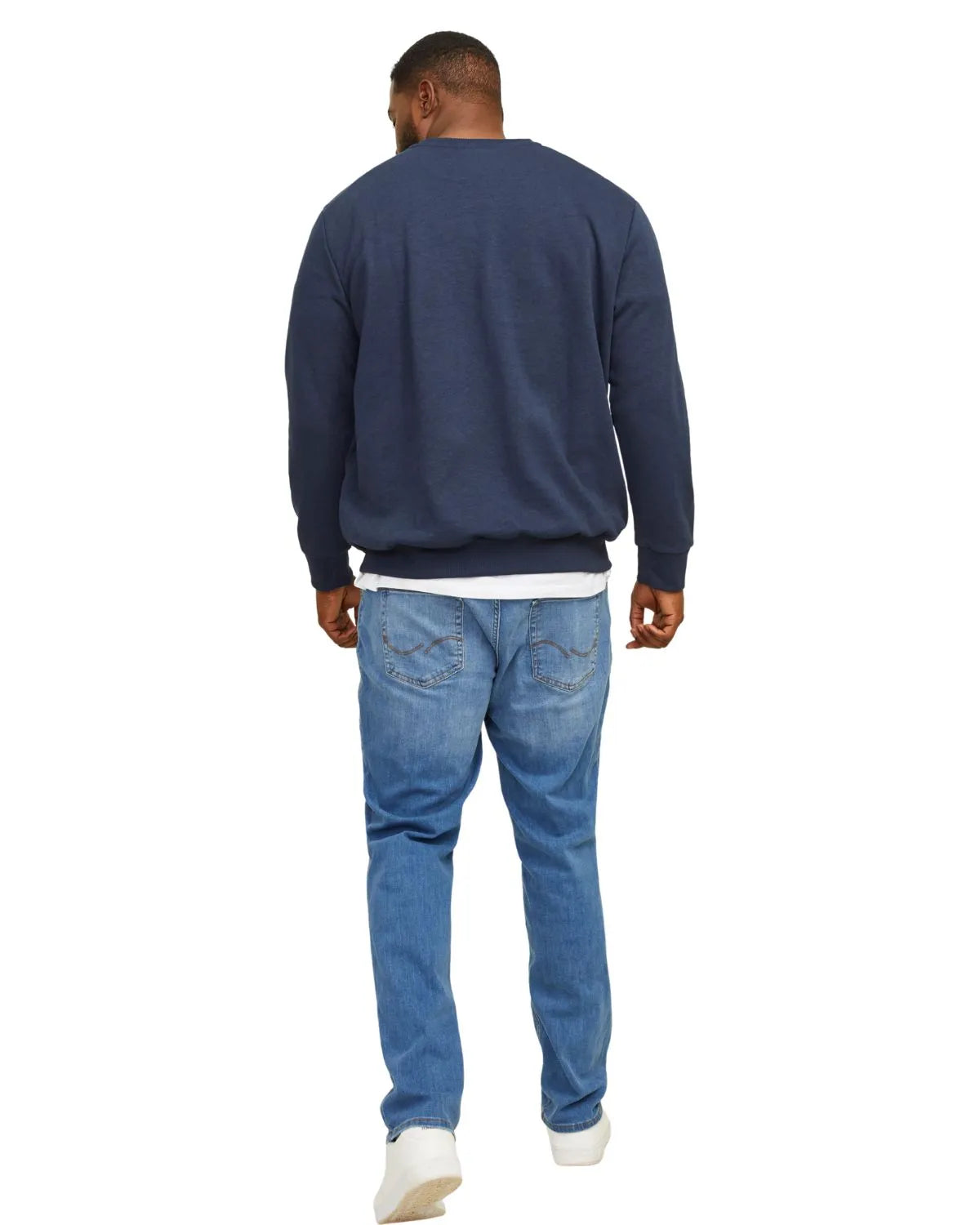 Velká pánská hladká mikina přes hlavu Jack &amp; Jones 12182567 tmavě modrá
