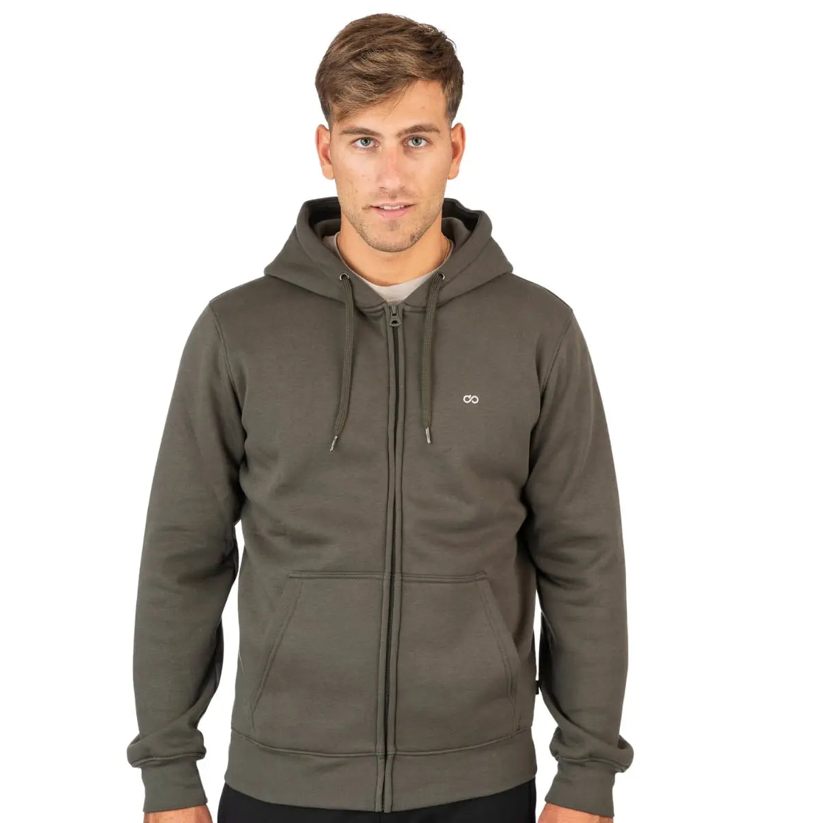 Velká pánská zapínací mikina s kapucí Double Urban Outfitters MTOP-1090 khaki