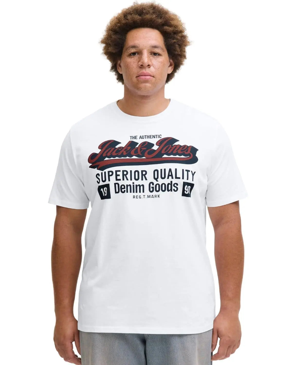 Pánské velké tričko s potiskem Jack &amp; Jones 12284905 bílé