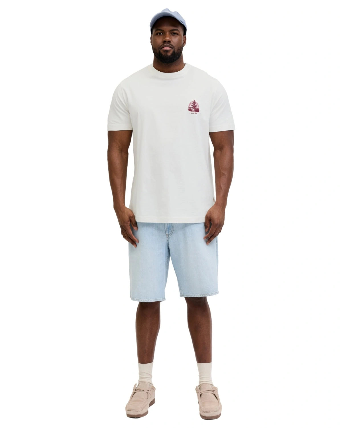 Pánské velké tričko s krátkým rukávem potisk na zádech Jack &amp; Jones 12299037 bílá