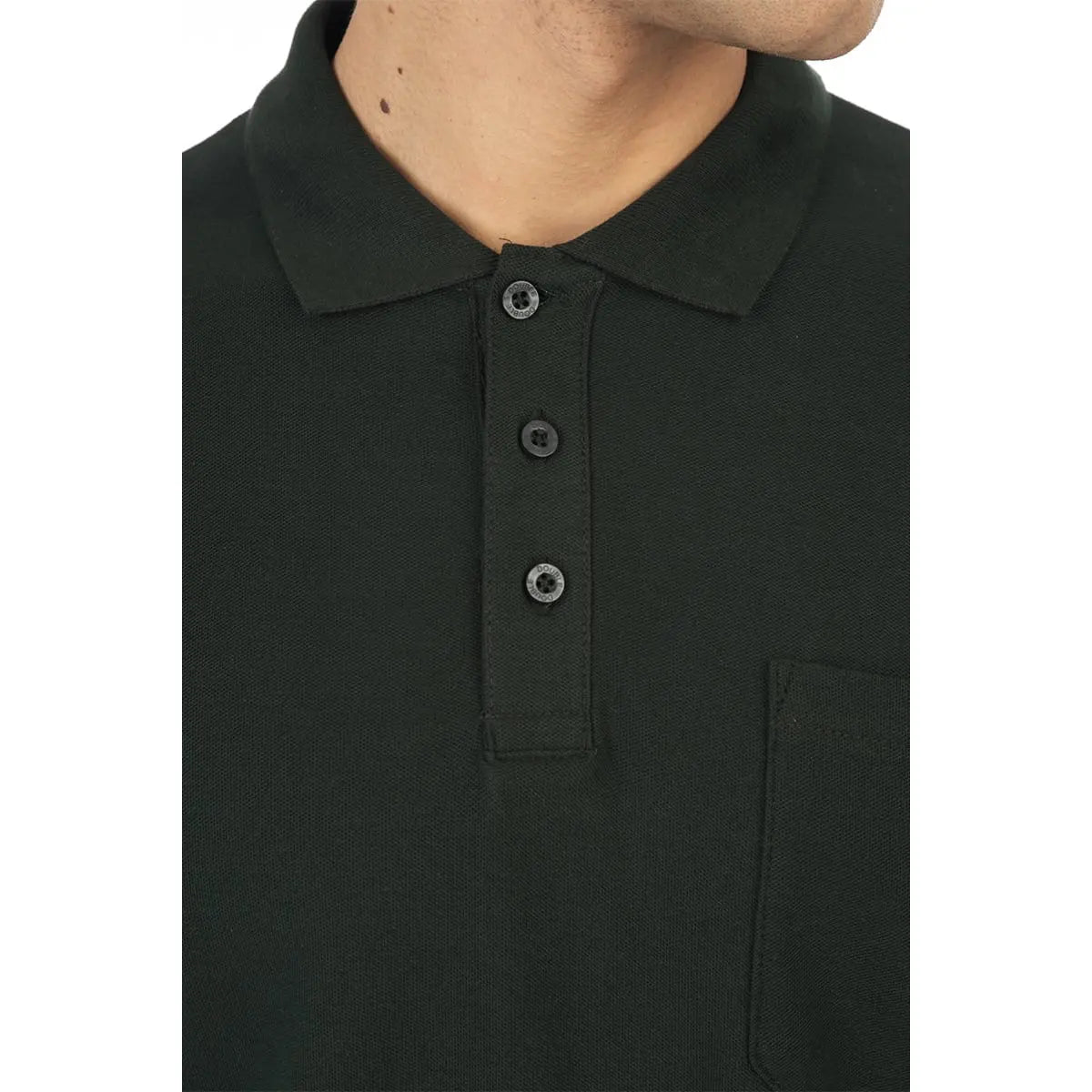 Duża męska koszulka polo z długim rękawem Double Urban Outfitters PS-3031LS ciemnozielona