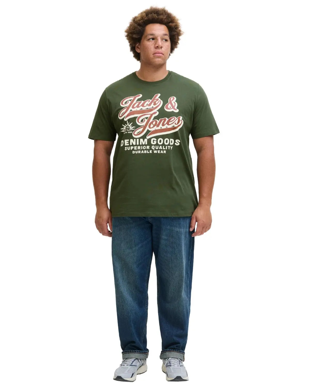 Pánské velké tričko s potiskem Jack &amp; Jones 12284905 tmavě zelené