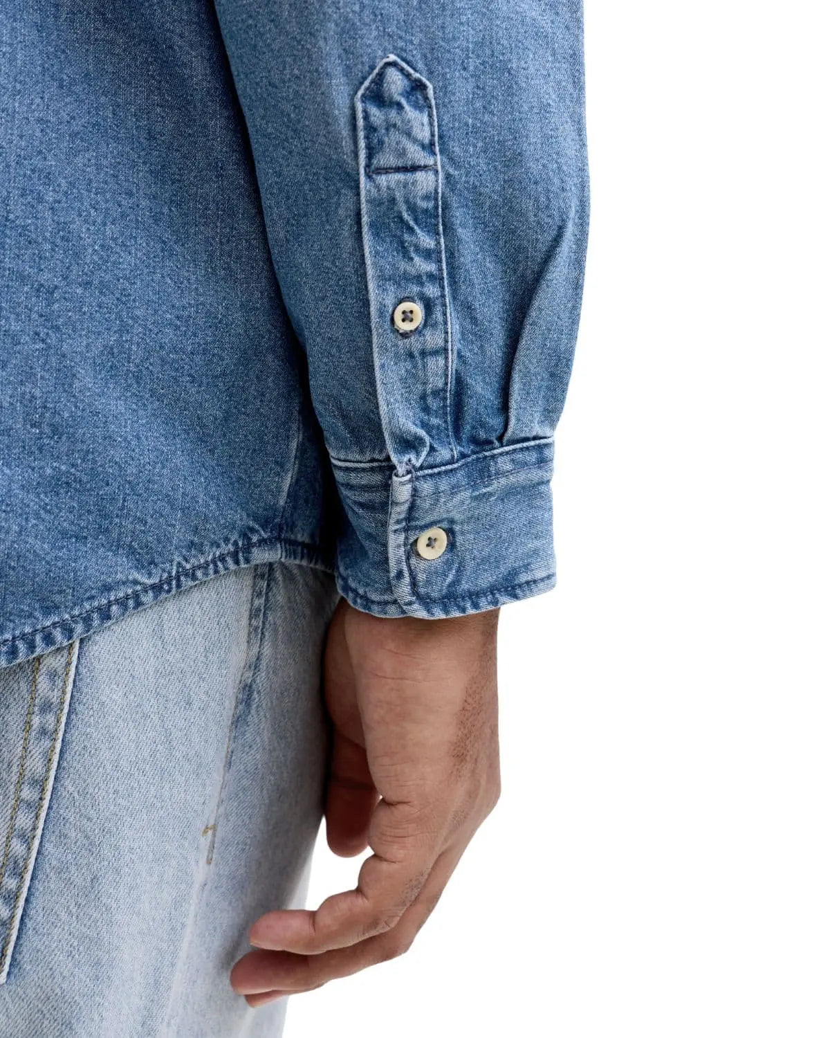Pánská džínová košile Jack &amp; Jones s dlouhým rukávem velká velikost 12294291 modrá 