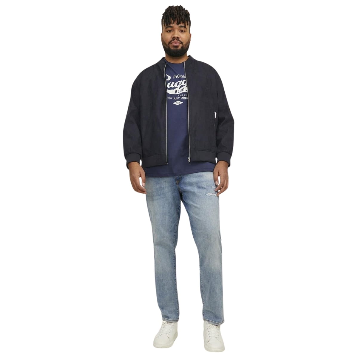 Jack &amp; Jones velká pánská semišová bunda bomber 12243516 černá
