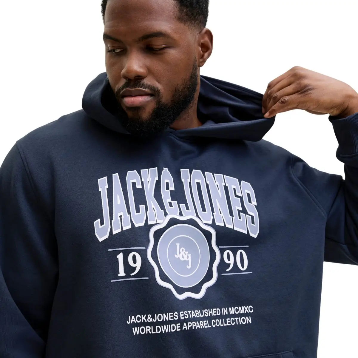 Pánská velká mikina přes hlavu Jack &amp; Jones 12279622 tmavě modrá