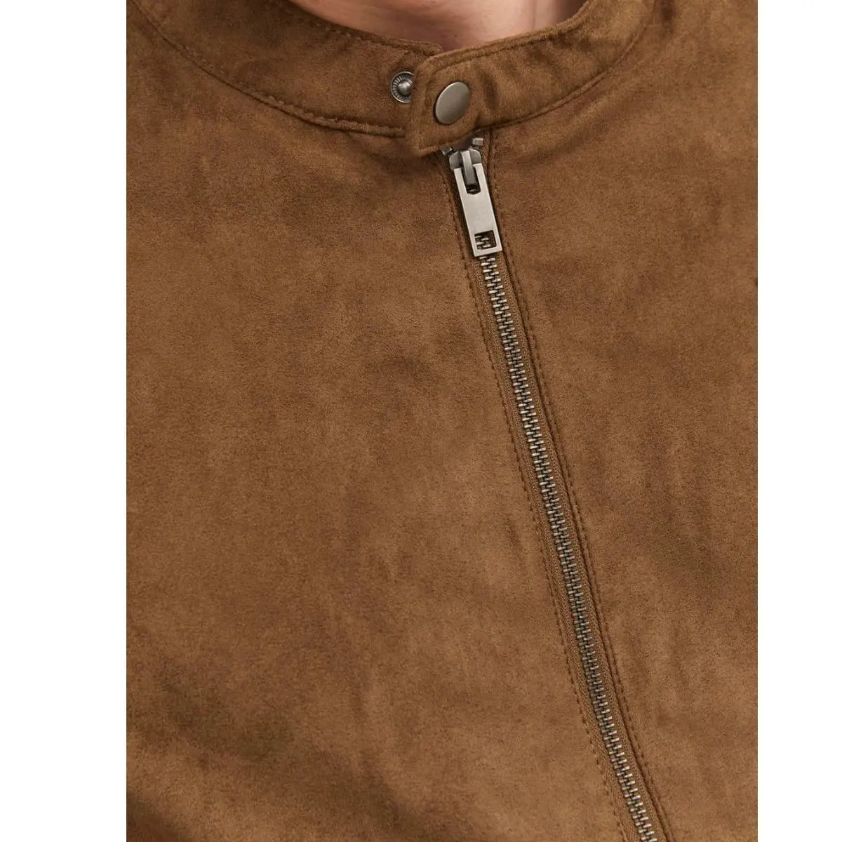 Duża męska kurtka zamszowa z kieszeniami na zamek Jack &amp; Jones 12230055 brązowa