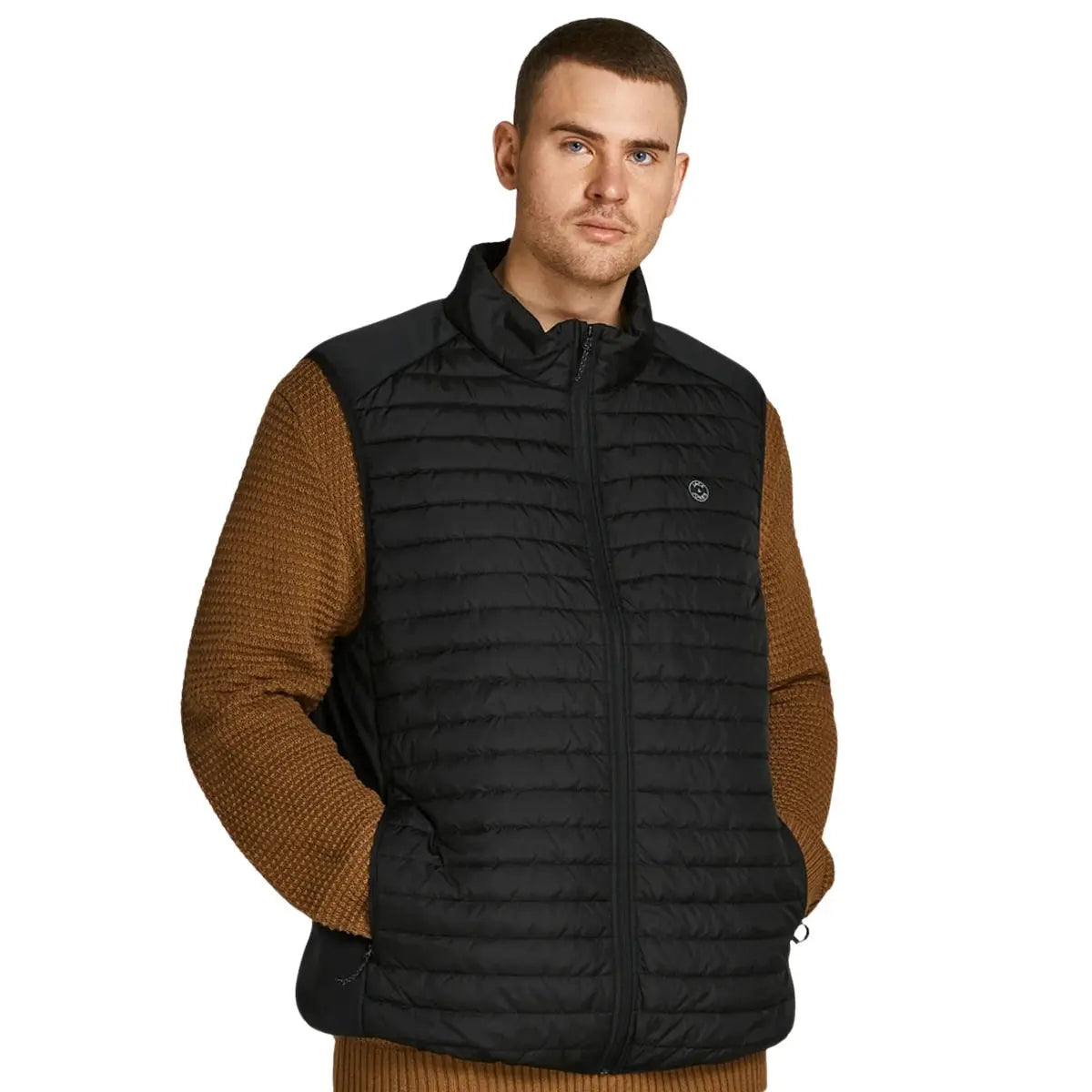 Duży męski bezrękawnik kamizelka ze stójką Jack &amp; Jones 12205347 czarna