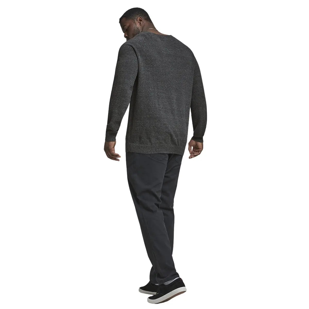 Velký pánský hladký svetr přes hlavu Jack &amp; Jones 12163781 tmavě šedý