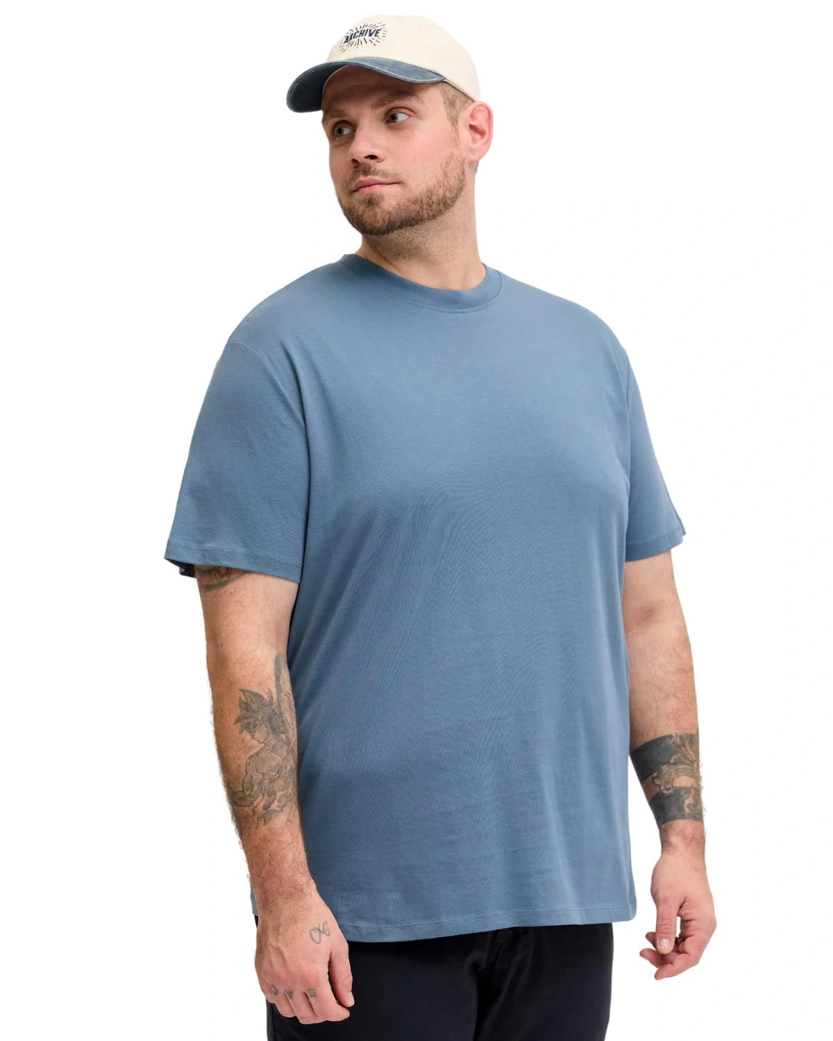 Pánské velké hladké tričko Jack &amp; Jones s krátkým rukávem 12250623 modré