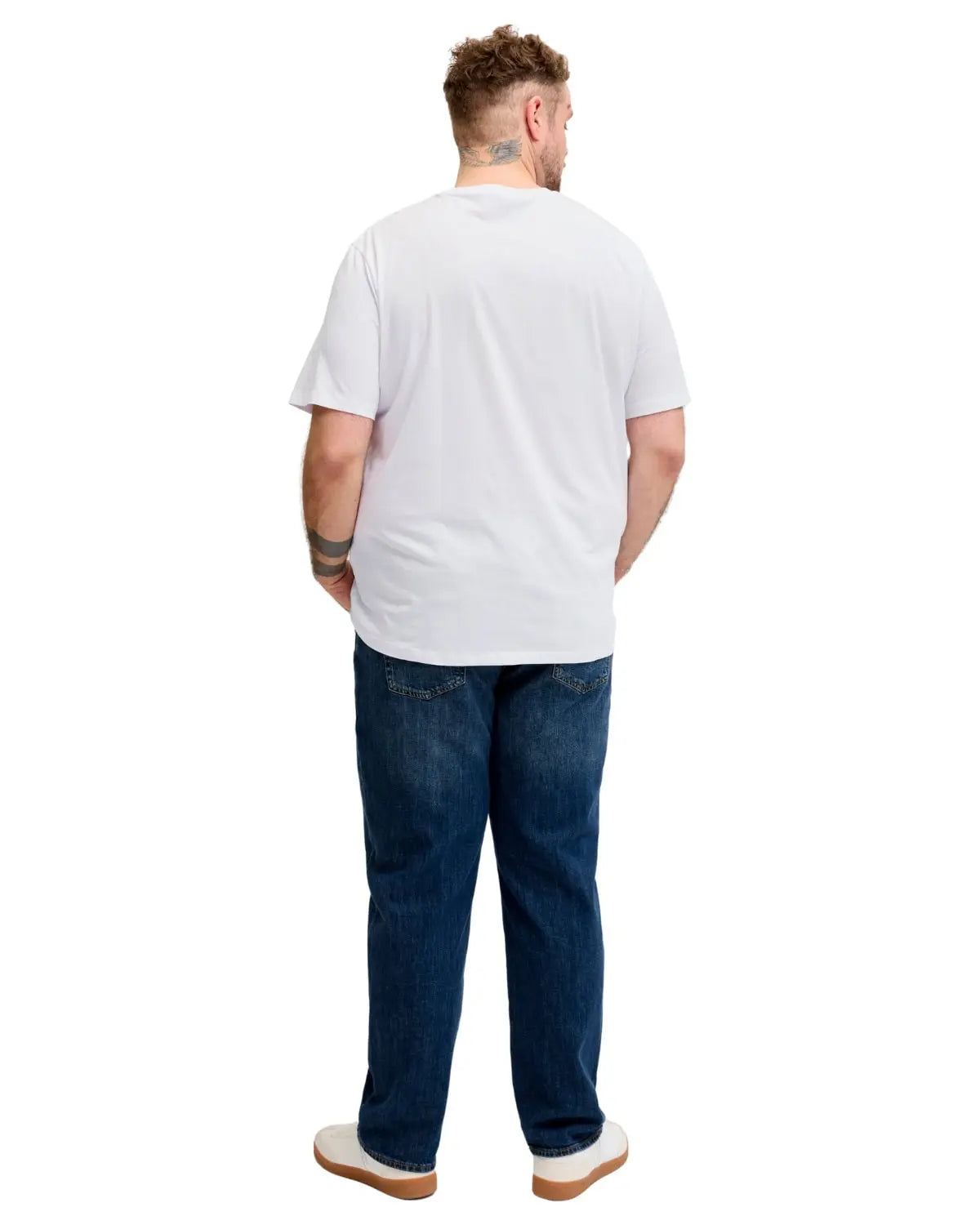 Velké pánské tričko s krátkým rukávem s výrazným potiskem Jack &amp; Jones 12289691 bílé