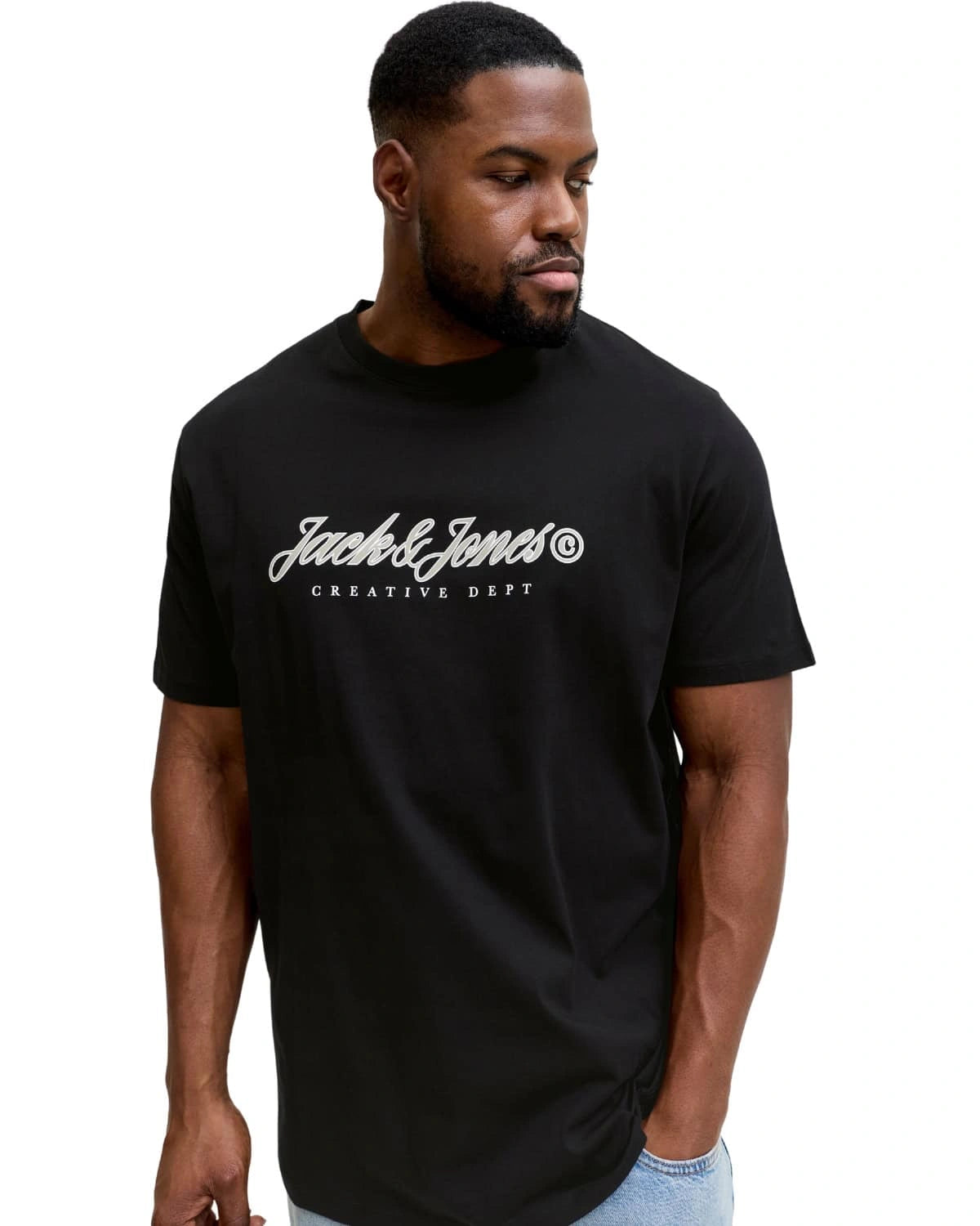 Velké pánské tričko s krátkým rukávem s potiskem Jack &amp; Jones 12297272 černý