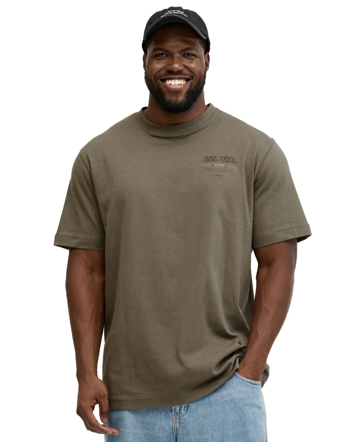Velké pánské tričko s krátkým rukávem s výrazným potiskem na zádech Jack &amp; Jones 12279891 světle hnědé