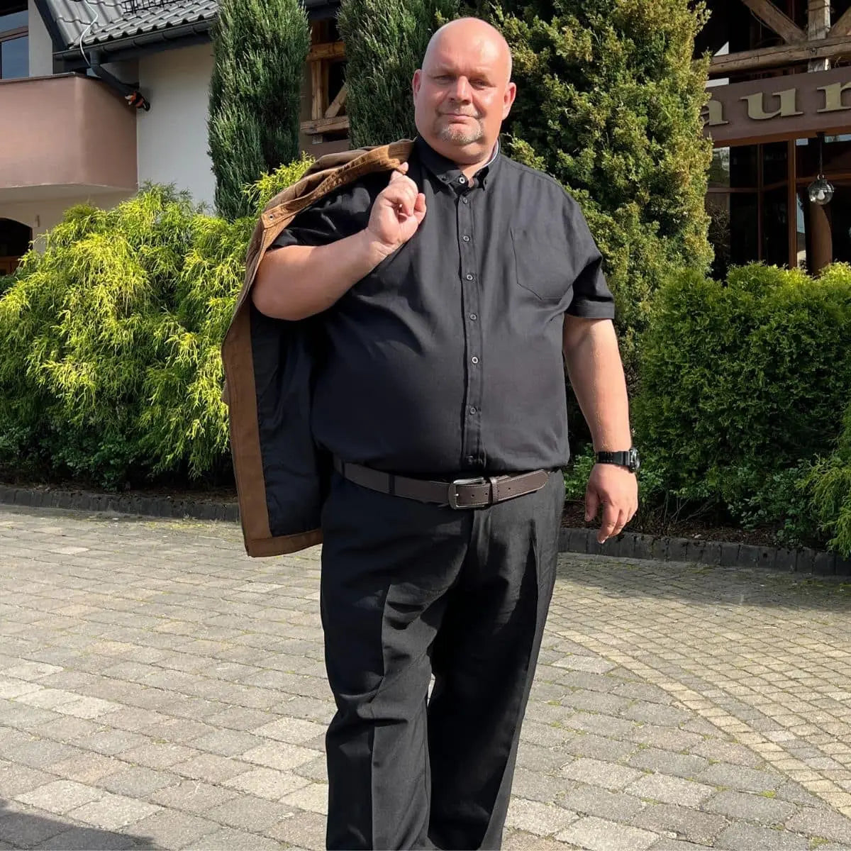 Pánská velká hladká košile s krátkým rukávem Duke D555 James černá