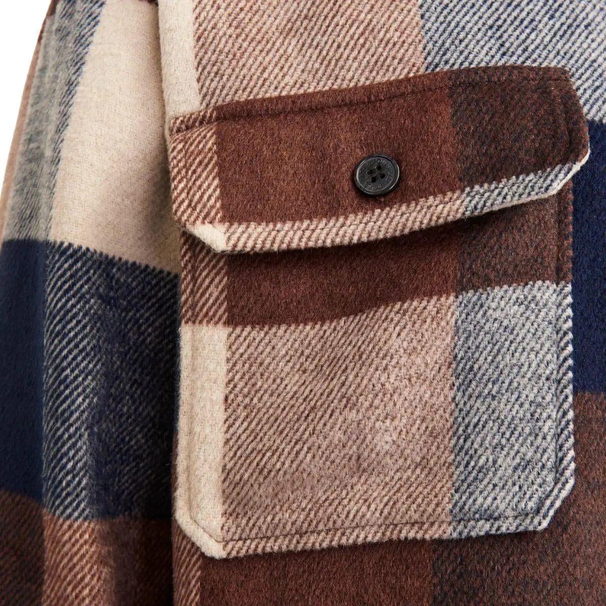 Velká pánská flanelová košile s dlouhým rukávem v kostce Jack &amp; Jones 12263999 tmavě modro-hnědá