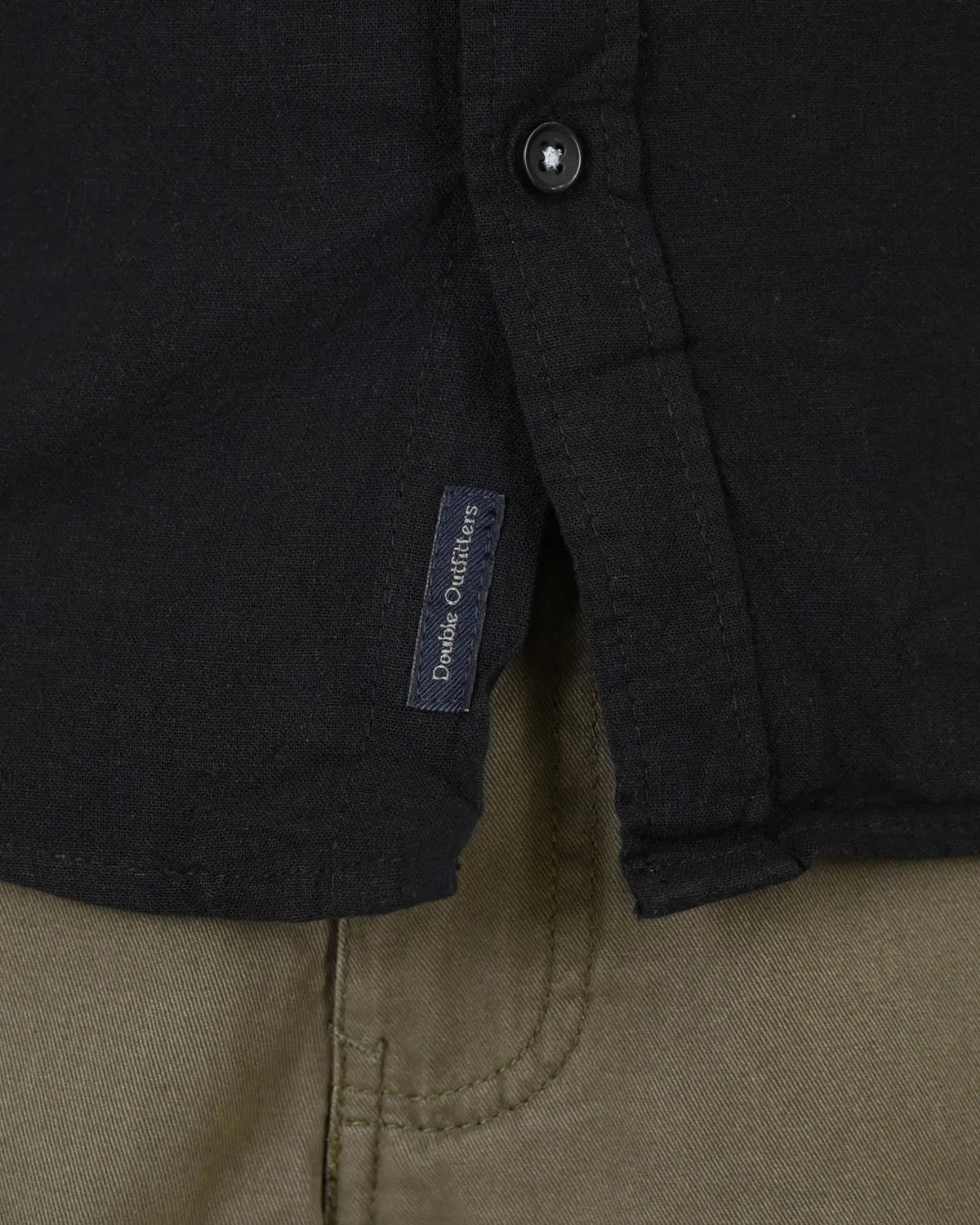 Velká pánská košile s dlouhým rukávem hladká lněná Double Urban Outfitters GS-5190 černá