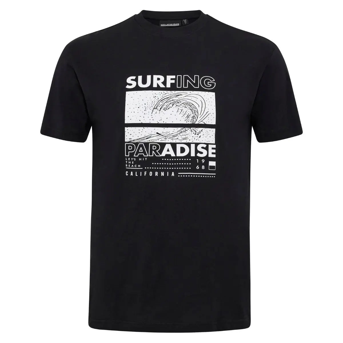 Duży męski t-shirt z wakacyjnym nadrukiem koszulka z krótkim rękawem North Latitude 51322-0099 czarna