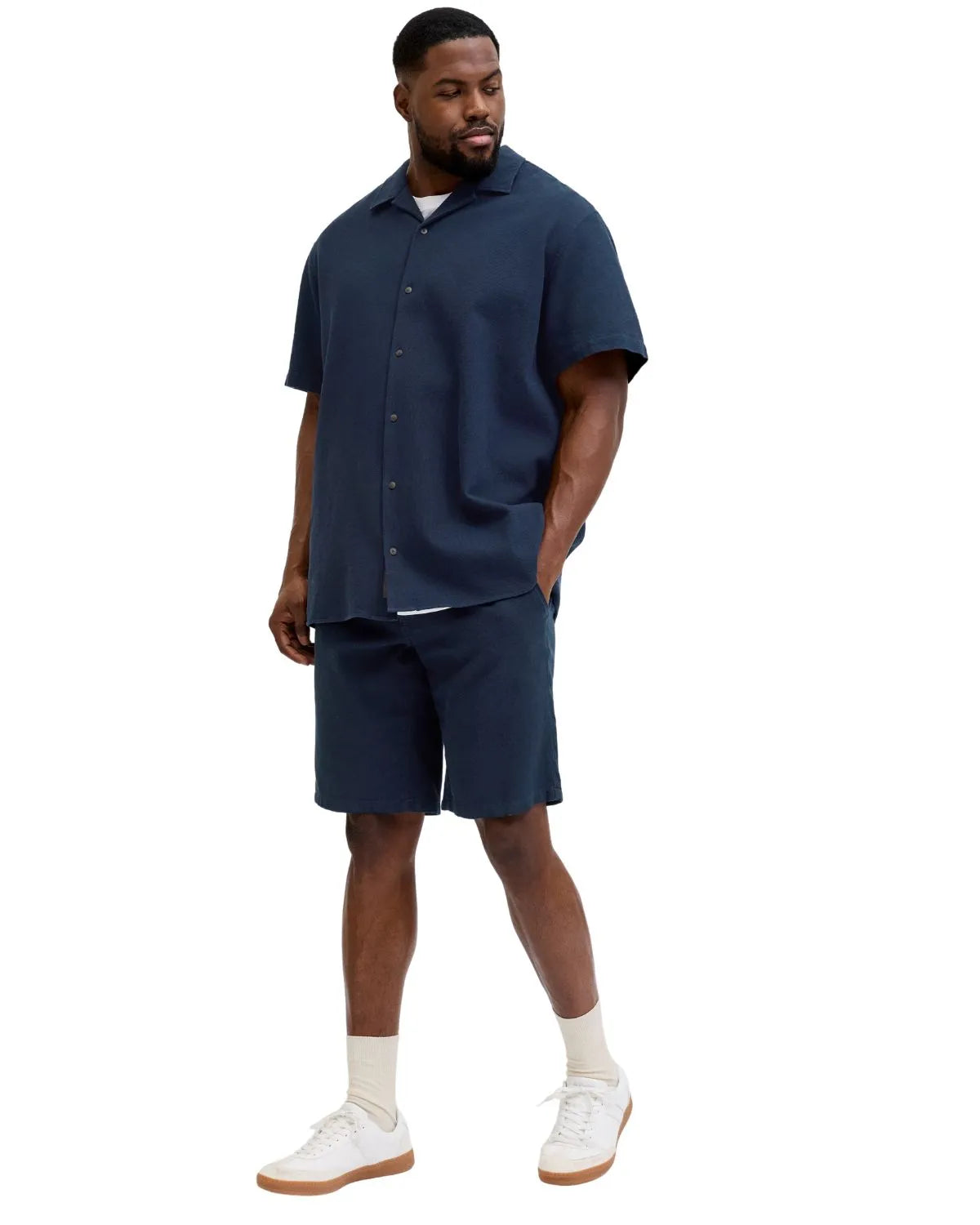 Duże męskie spodenki chinosy Jack &amp; Jones 12296690 granatowe
