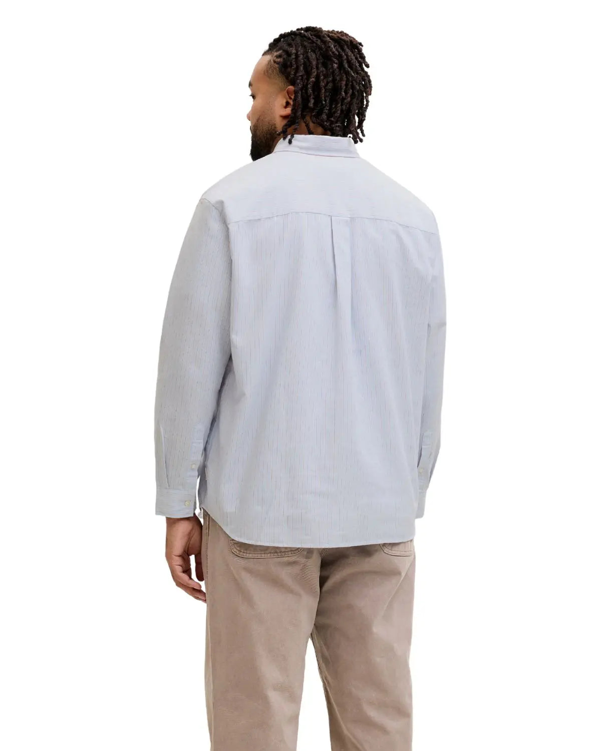 Velká pánská košile s jemnými proužky dlouhý rukáv Jack &amp; Jones 12291898 světle modrá