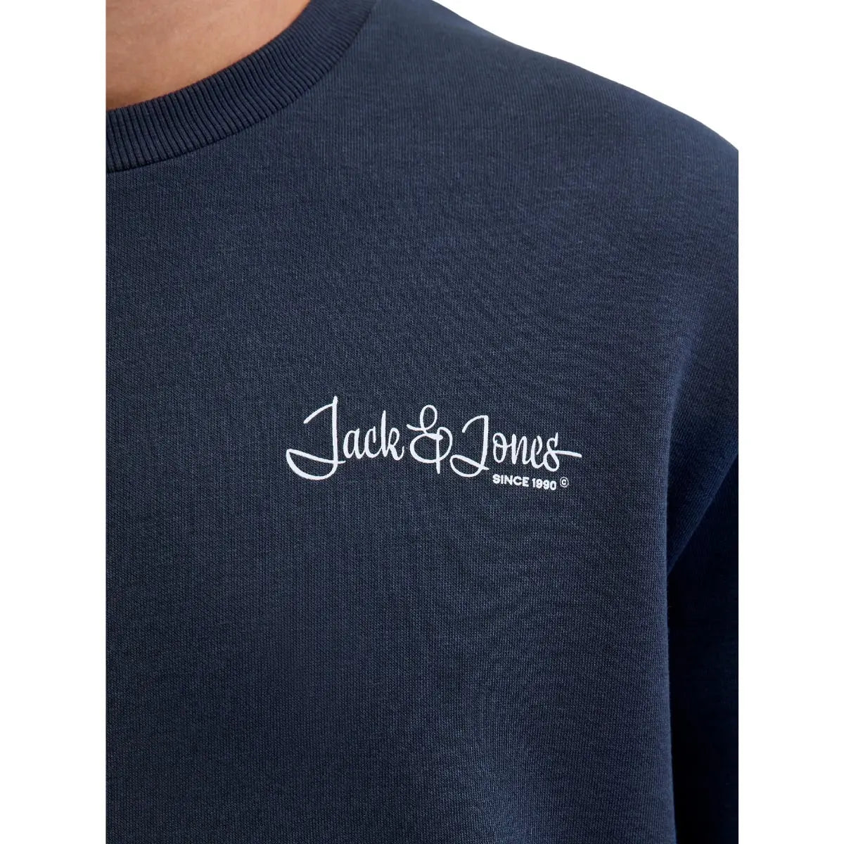 Velká pánská mikina přes hlavu s potiskem na zádech Jack &amp; Jones 12285534 tmavě modrá