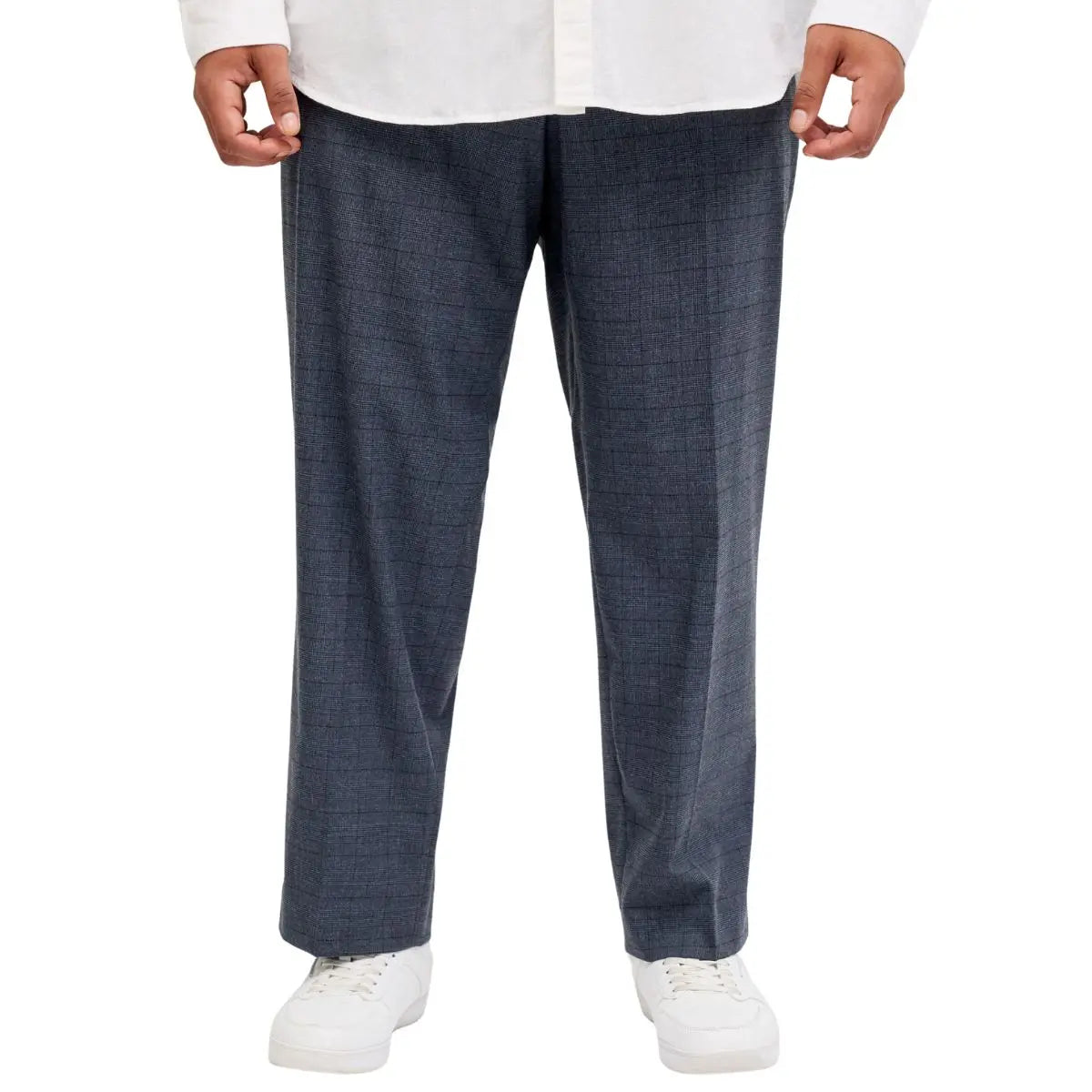 Duże męskie eleganckie spodnie w kratę Jack &amp; Jones 12287547 granatowe