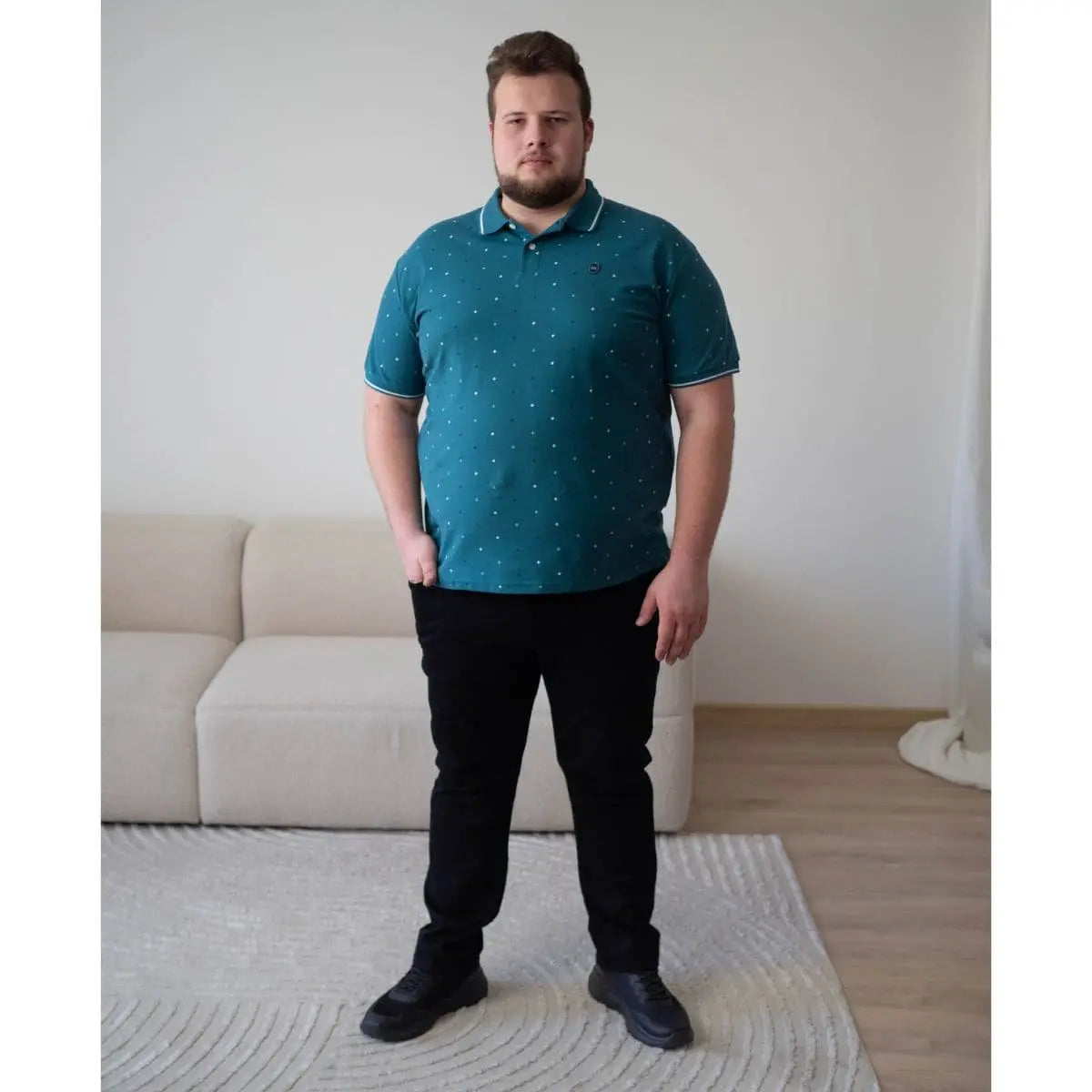 Velká pánská polo tričko  s krátkým rukávem vzorovaná Double Urban Outfitters PS-3036 námořní