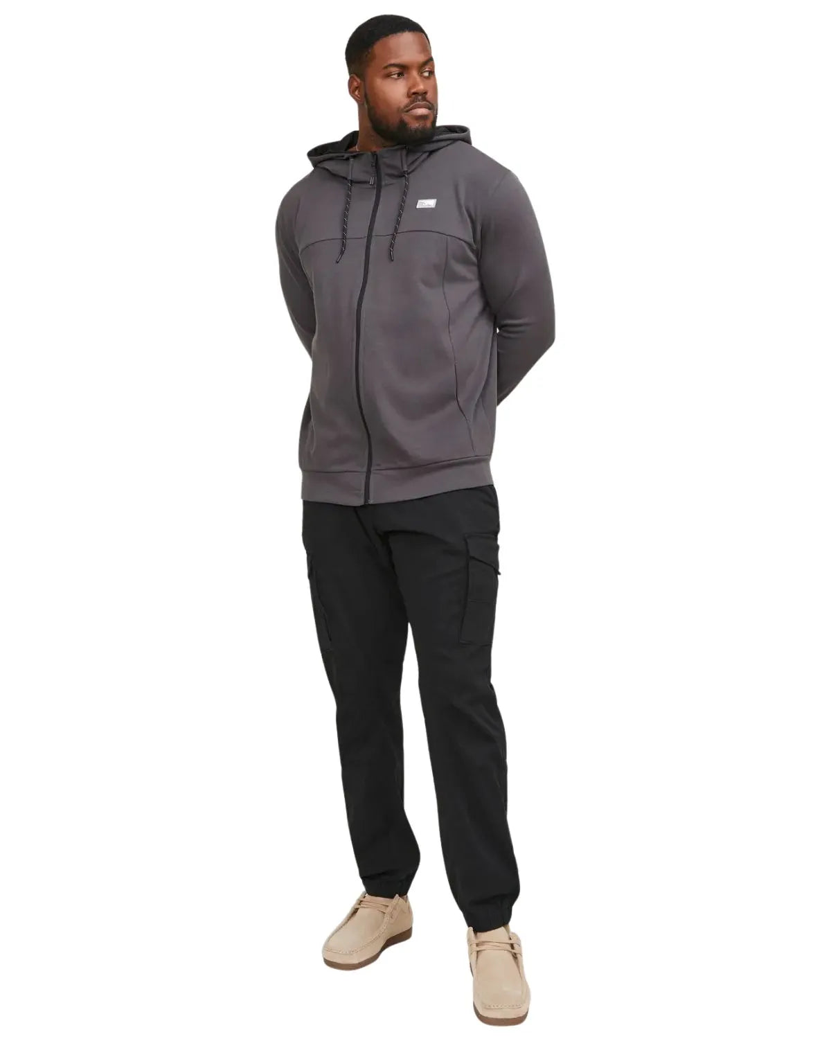 Velké pánské cargo kalhoty se stahovacími šňůrkami Jack &amp; Jones 12181655 černé
