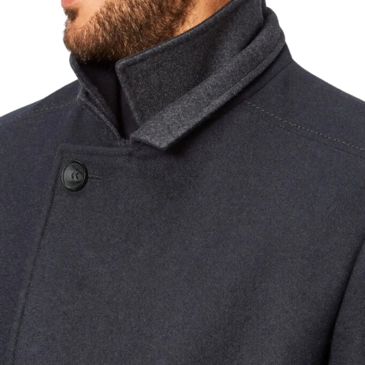 Duży męski elegancki płaszcz na guziki S4 74231-2529-000-0801 granatowy