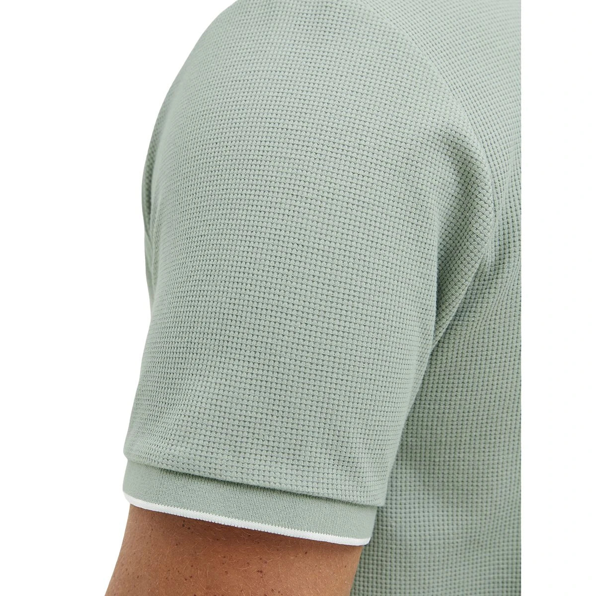 Velké pánské polo tričko s límečkem Jack &amp; Jones 12274980 světle zelené s bílými vsadkami na límečku