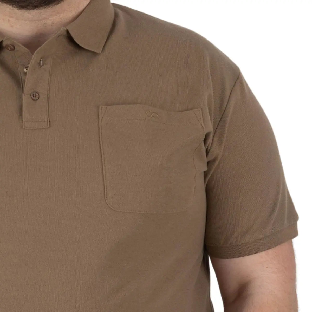 Velká pánská polo trička hladká Double PS-3031 světle hnědá