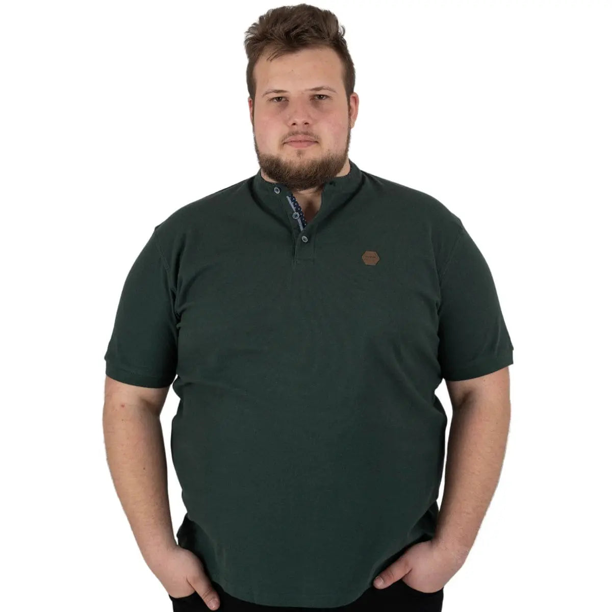 Velké pánské polo tričko se stojáčkem hladké Double PS-3046 tmavě zelené