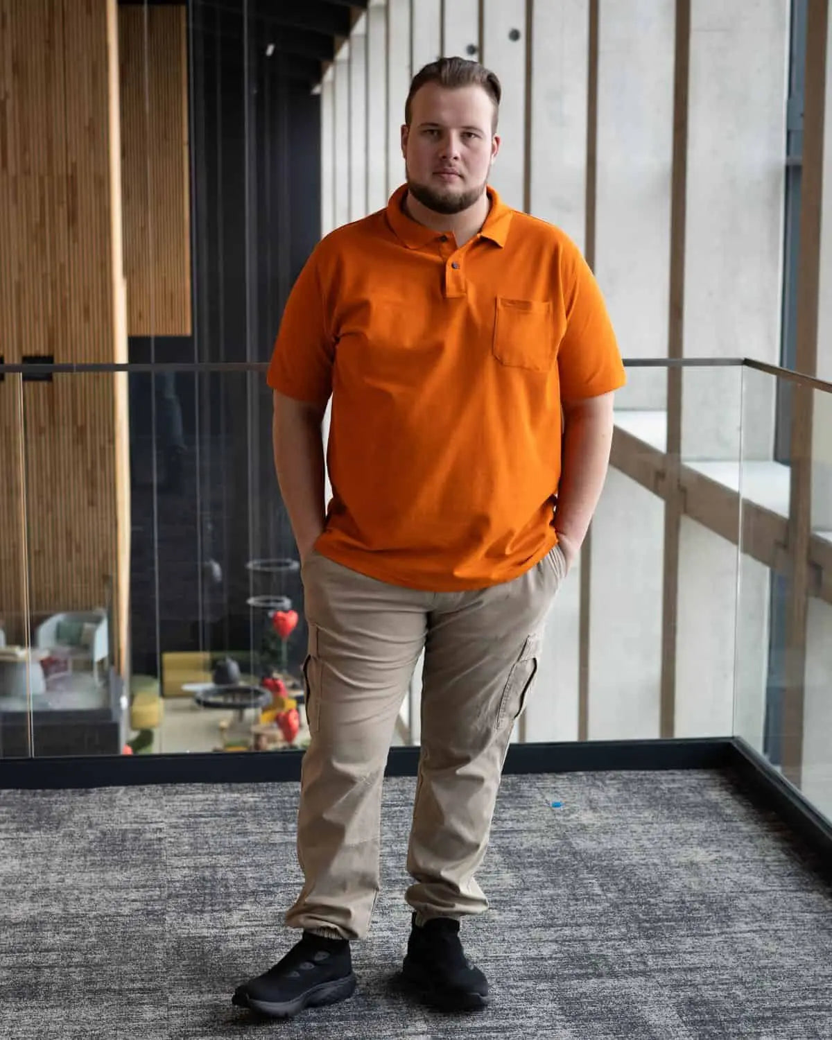 Velká pánská hladká polokošile s límečkem Redmond 960-204 oranžová