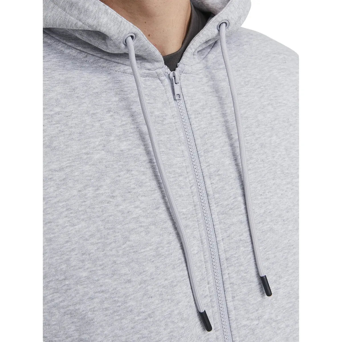 Duża męska bluza rozpinana z kapturem gładka Jack &amp; Jones 12250596 jasnoszara