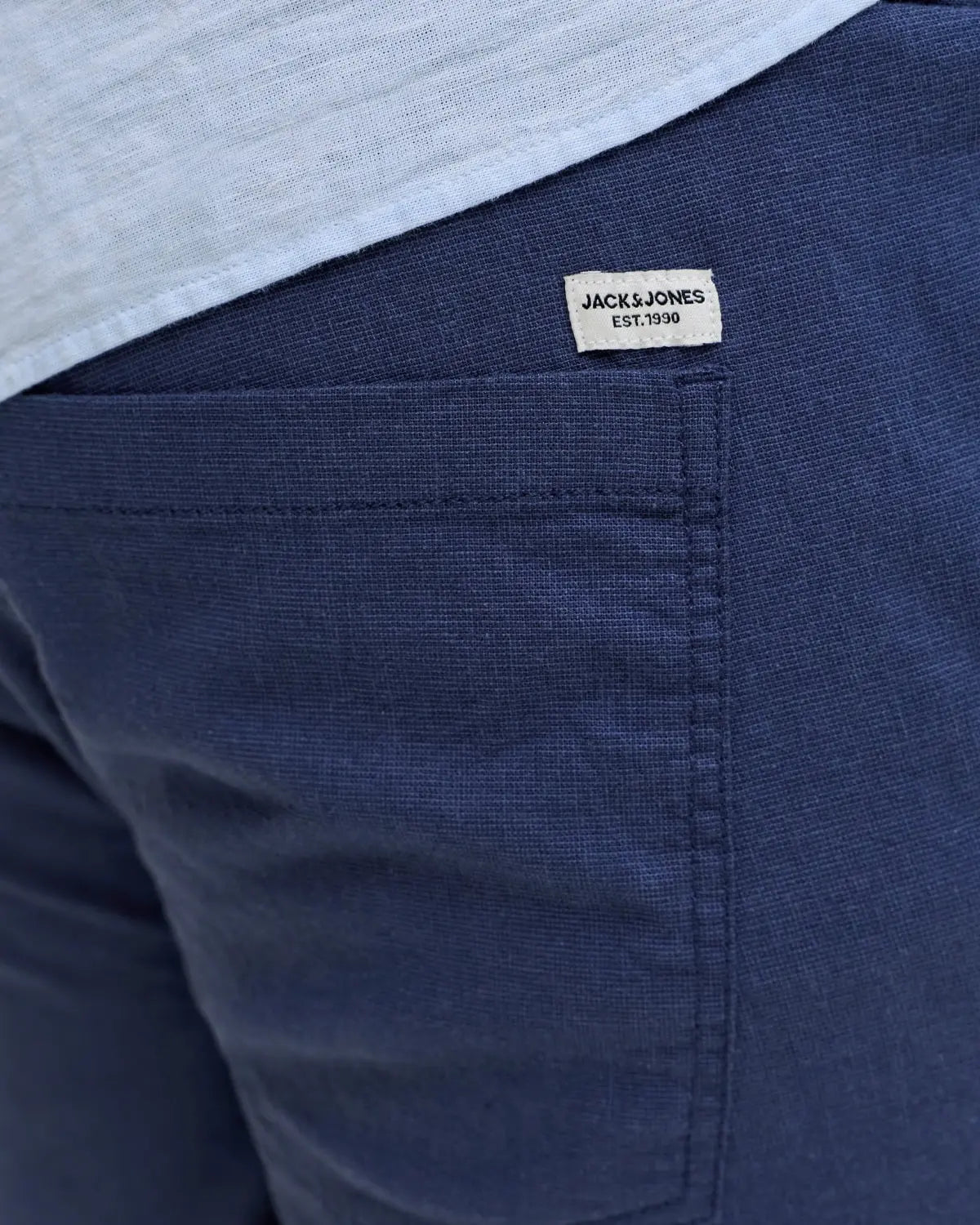 Pánské velké chino kalhoty s lnem Jack &amp; Jones 12294266 tmavě modré