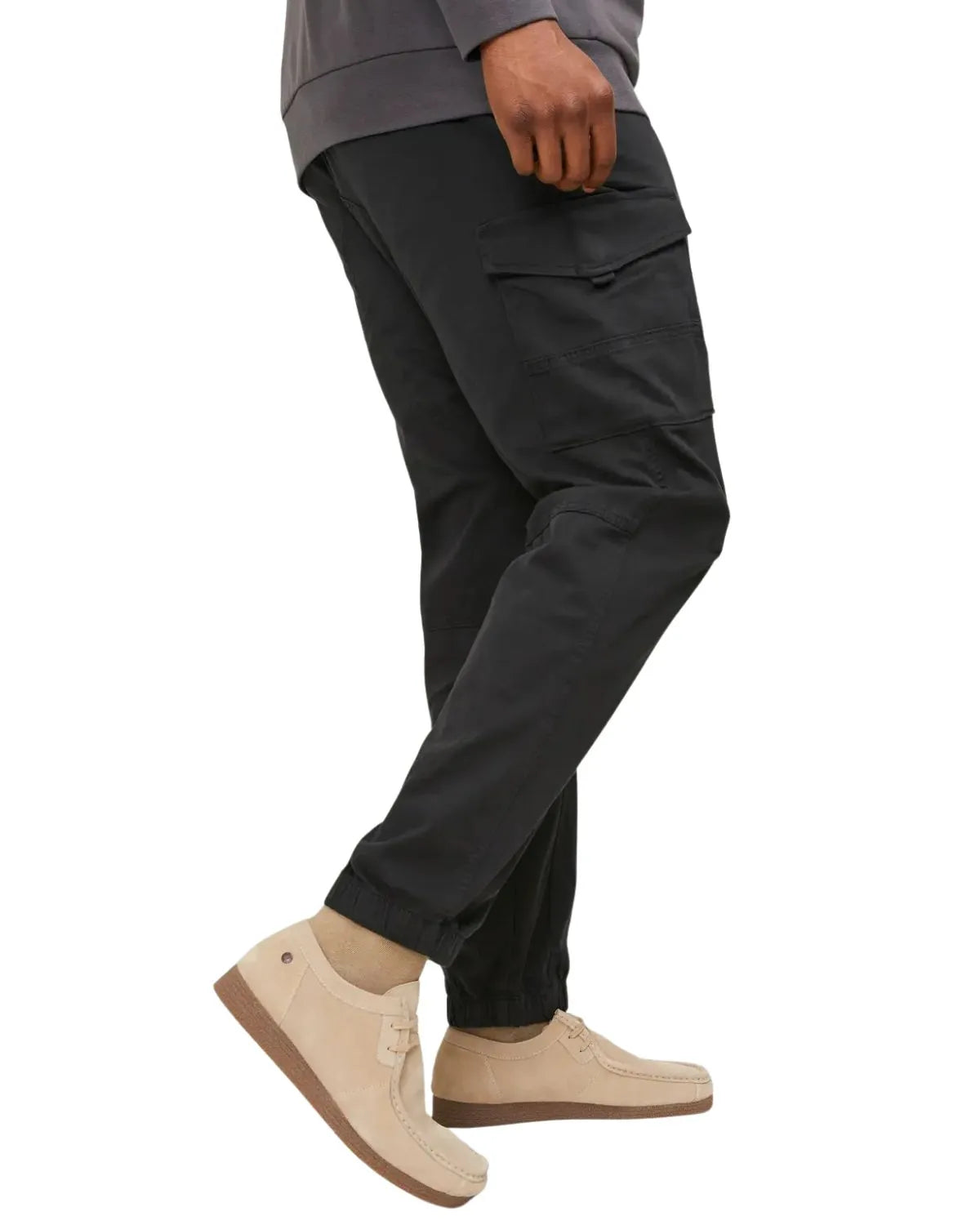 Velké pánské cargo kalhoty se stahovacími šňůrkami Jack &amp; Jones 12181655 černé