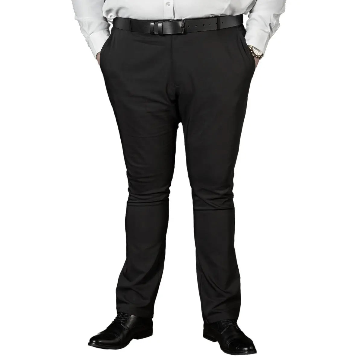 Pánské elegantní kalhoty Konik Olek 619 černé ve velkých velikostech