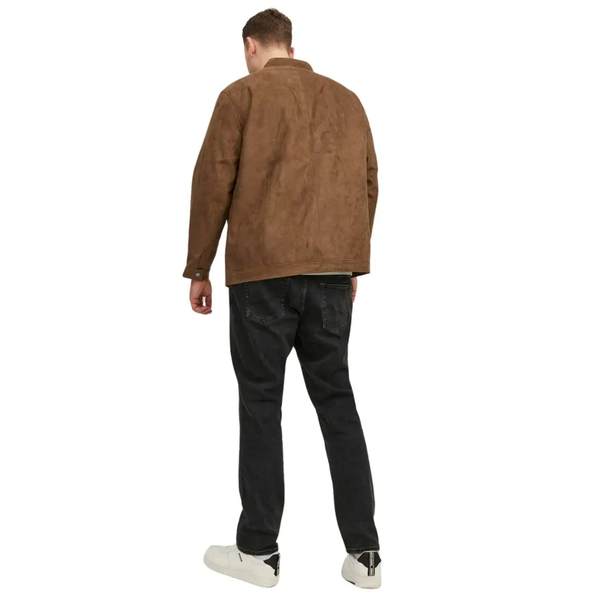 Duża męska kurtka zamszowa z kieszeniami na zamek Jack &amp; Jones 12230055 brązowa