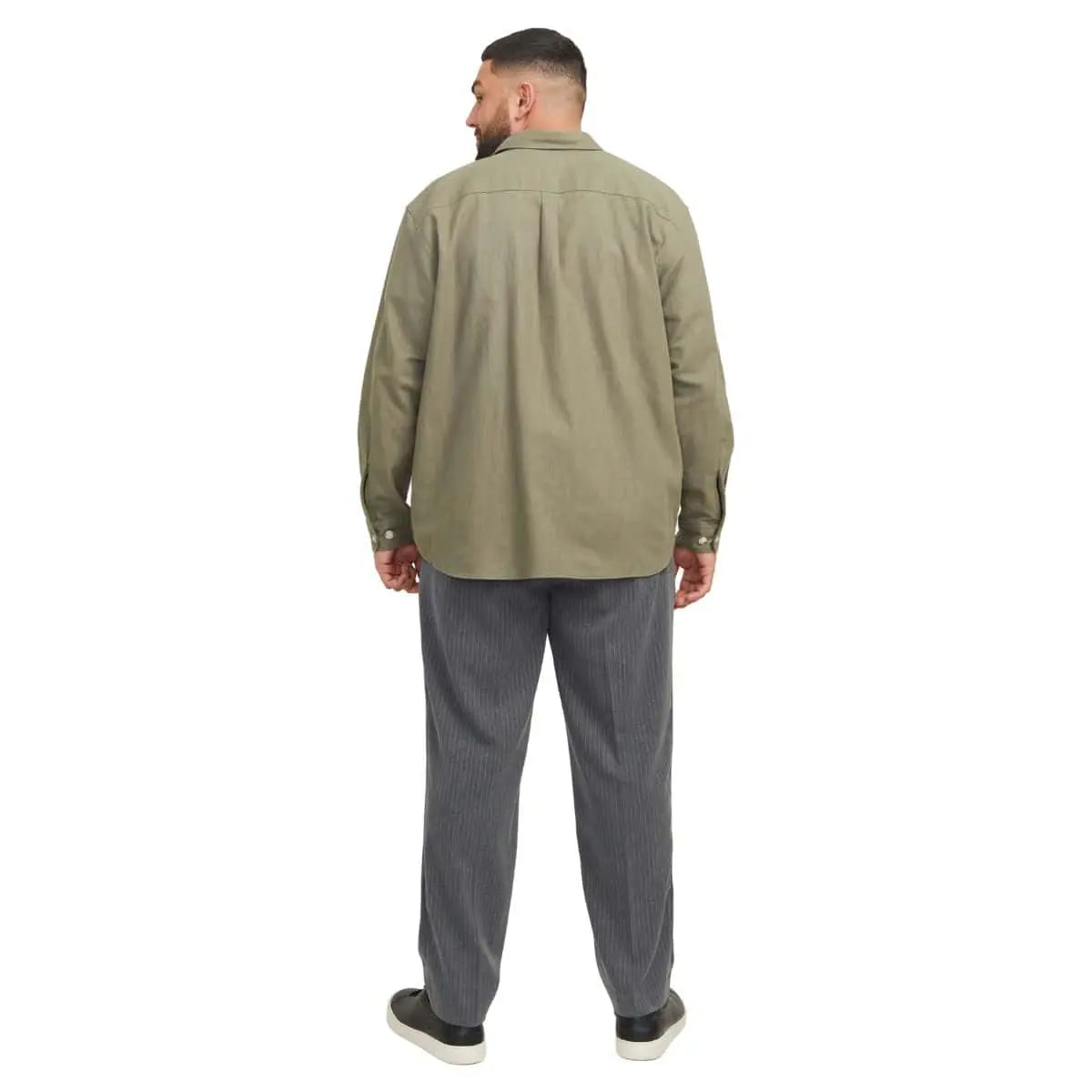 Duże męskie spodnie eleganckie Jack &amp; Jones 12275911 ciemnoszare w paski