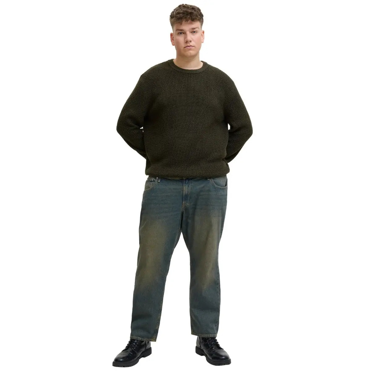 Velký pánský svetr přes hlavu Jack &amp; Jones 12287722 tmavě zelený