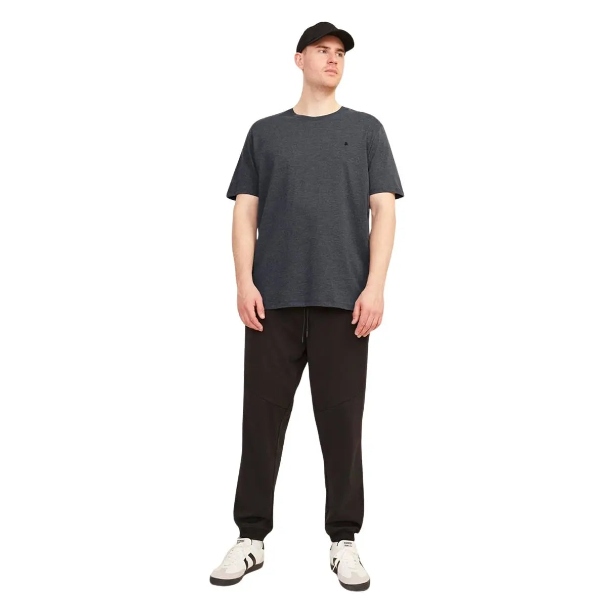 Duża męska koszulka z krótkim rękawem t-shirt gładki Jack &amp; Jones 12253778 ciemnoszary