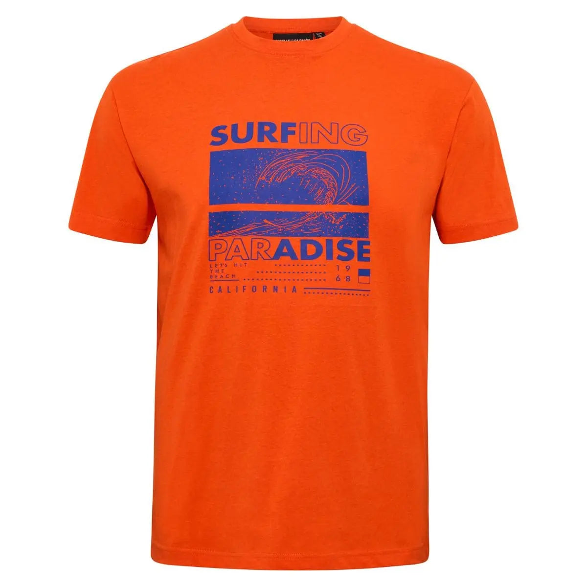 Duży męski t-shirt z wakacyjnym nadrukiem koszulka z krótkim rękawem North Latitude 51322-0200 pomarańczowa