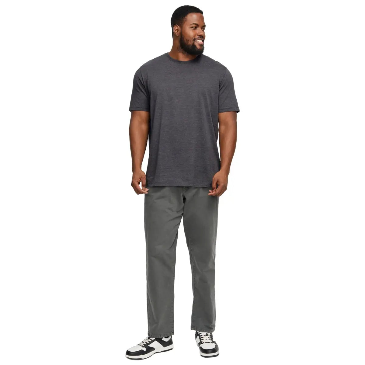 Duża męska koszulka z krótkim rękawem t-shirt gładki Jack &amp; Jones 12229640 ciemnoszary